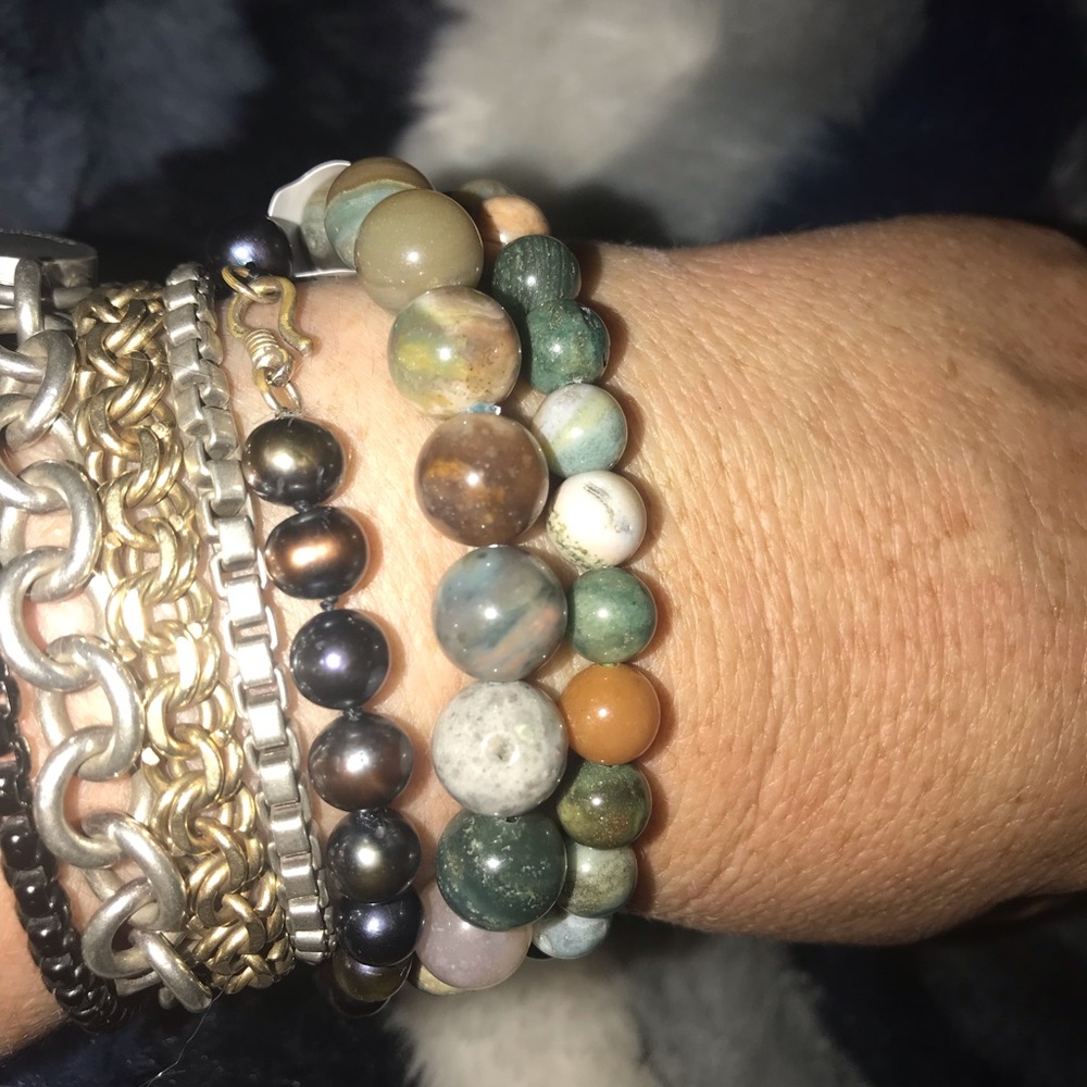 Beautiful set of Ocean Jasper Bracelets!! 10mm and 7mm